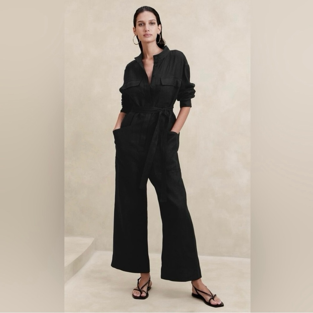 Elegant Black Linen Jumpsuit
